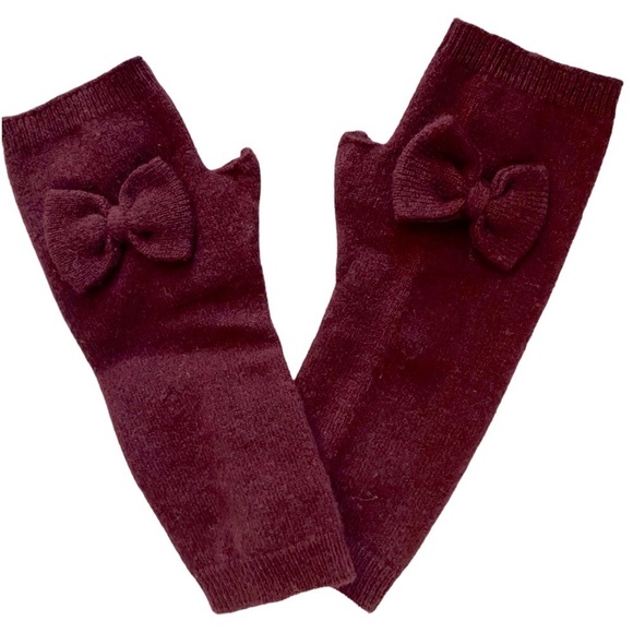 Neiman Marcus gloves mittens open finger thumb hole soft NWT with Bow   I-08 - Picture 1 of 3